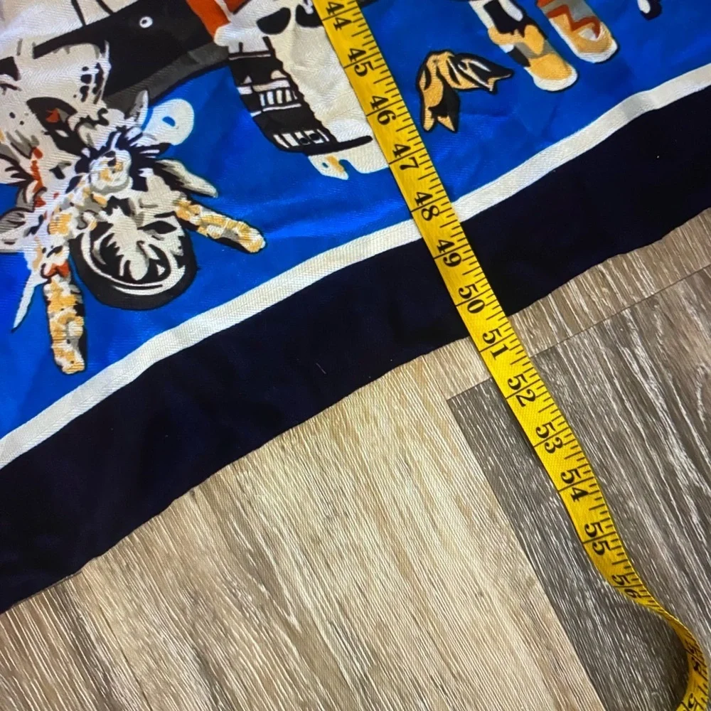 Vintage HanMei Blue and Black Patterned Scarf